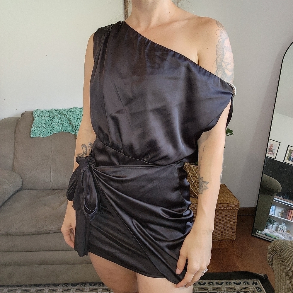 RNWY Black Charisma Mini Dress Size Large